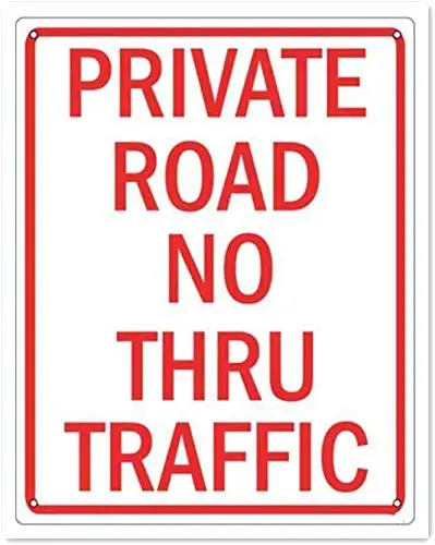 Jesiceny Great Tin Sign Aluminum Private Road No Thru Traffic Outdoor & Indoor Sign Wall Decoration 12x8 INCH