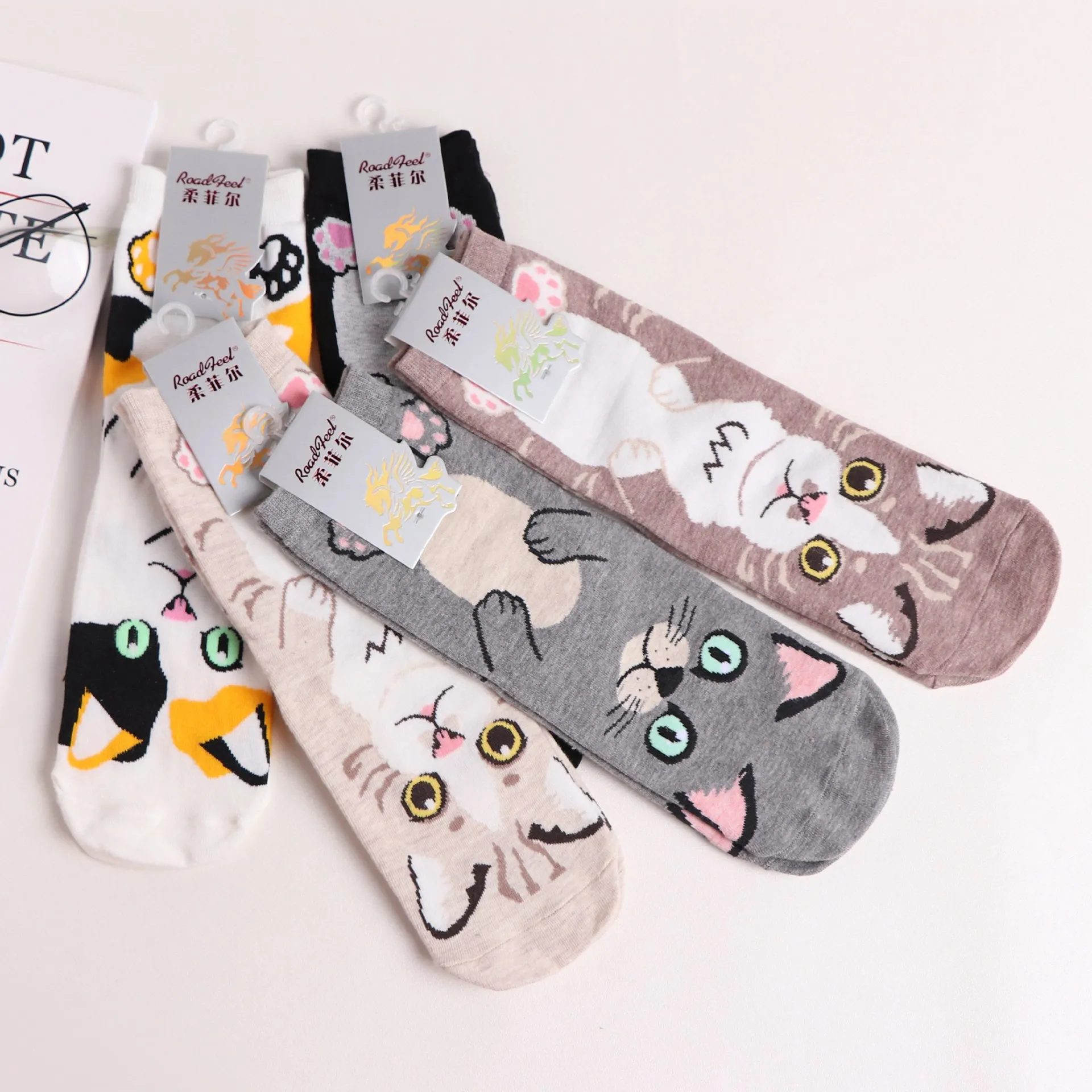 Women's Cotton Medium Tube Socks Cartoon Sock Cat Dog Female Socks Medium Tube Socks Short Sock Animal Sailor