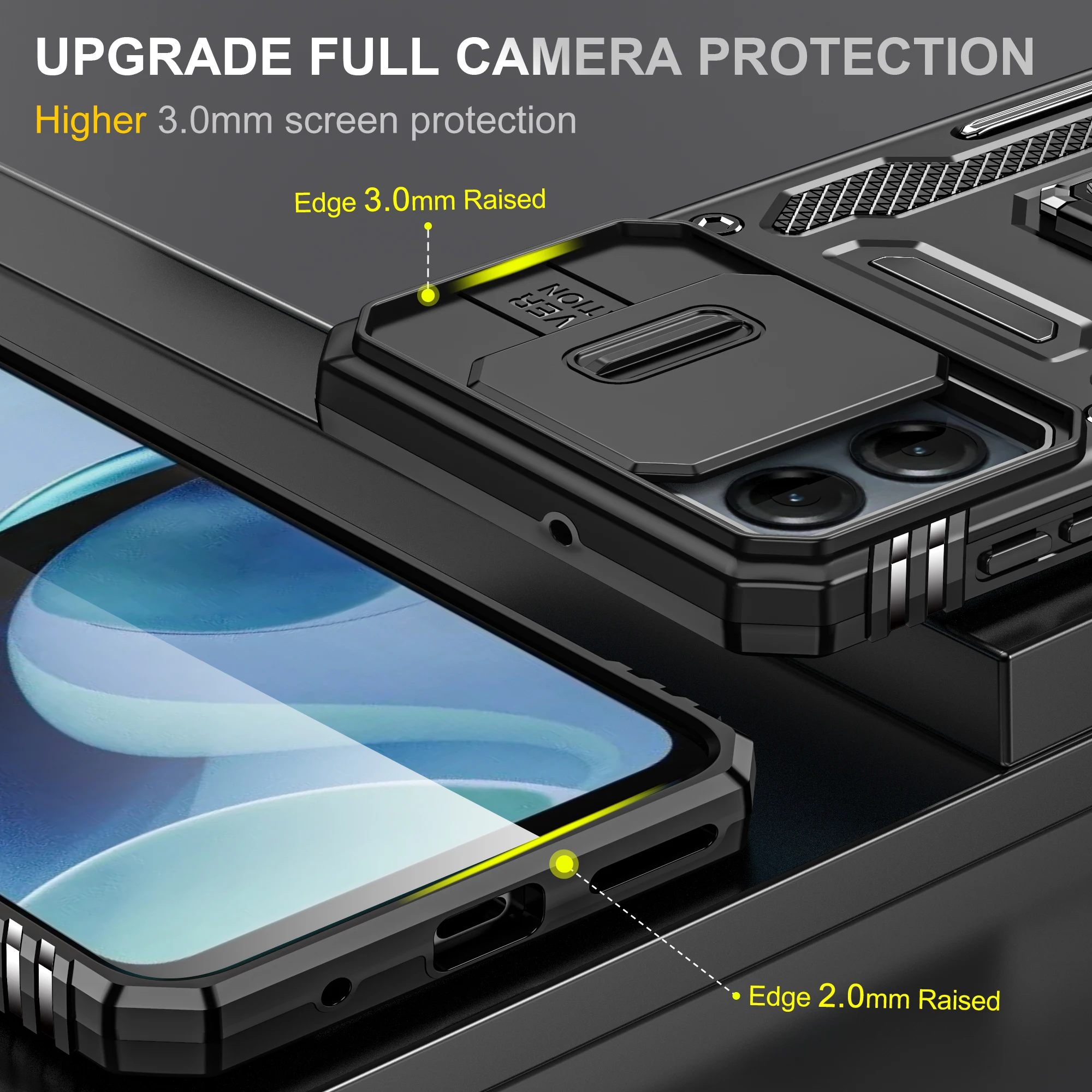 Heavy-duty Armored 2-in-1 Fall-proof Case MOTOROLA E22 E13 G13 G22 G32 G42 G53 G73 G14 G54 Edge40 Neo Ring Stand Phone Case