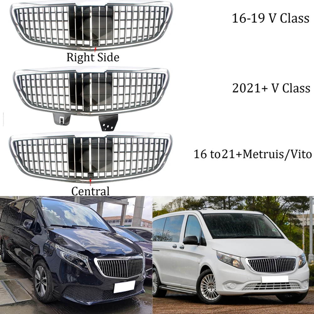 Rejilla superior del radiador frontal de carreras para Mercedez-Benz Clase V W447 V220d V250d V260L Metris/Vito 2016 + estilo Maybach