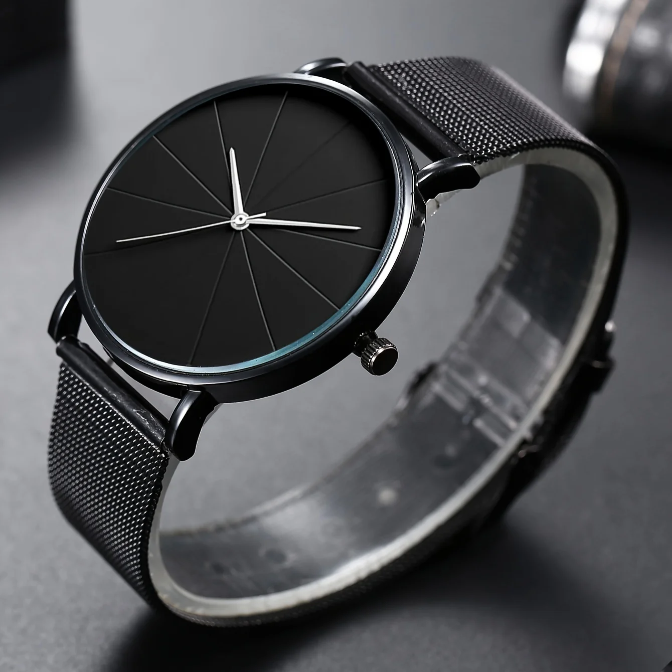 1pc Men's Simple Scale Quartz Mesh Strap Watch, Ideal choice for Gifts