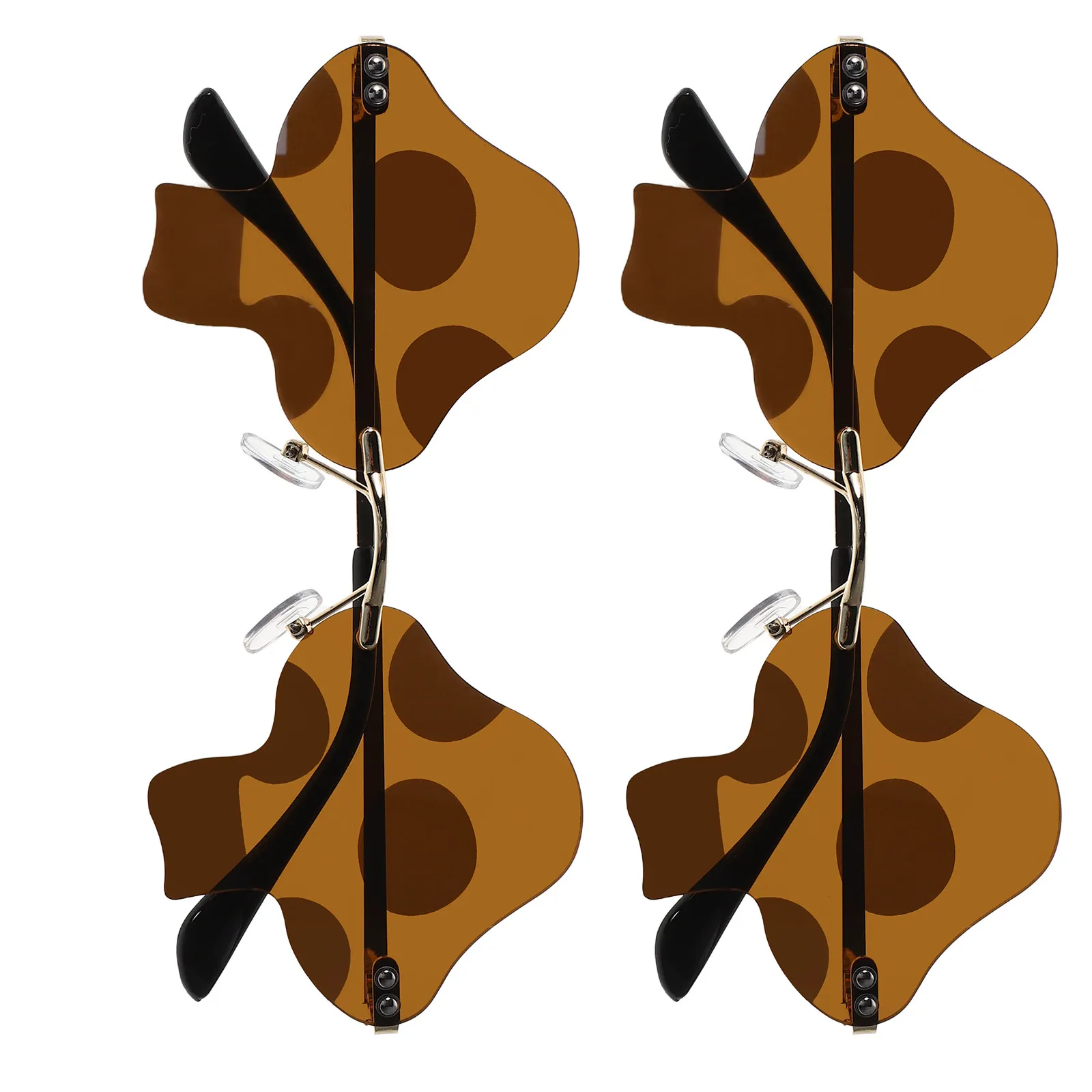 

2Pcs Frameless Mushroom Glasses Retro Irregular Shaped Sunglasses with Uv Protection Lightweight Comfortable for Music Festival