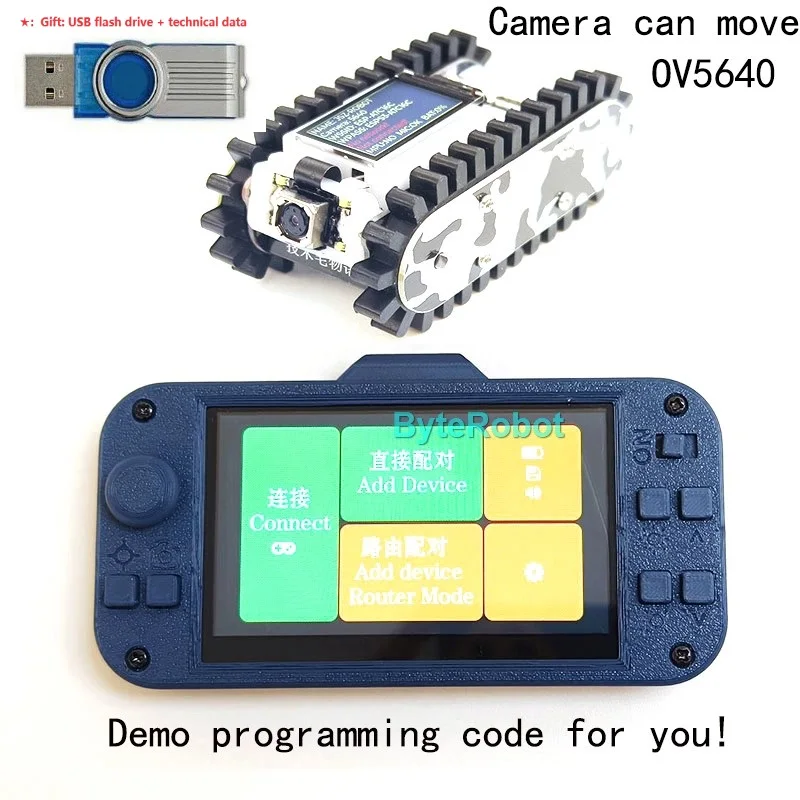 Mini Car Metal Tank Chassis, Scout Trolley para ESP32 Vscode, App Robot Programável, Handle Control, Trator Crawler, ESP32-S3