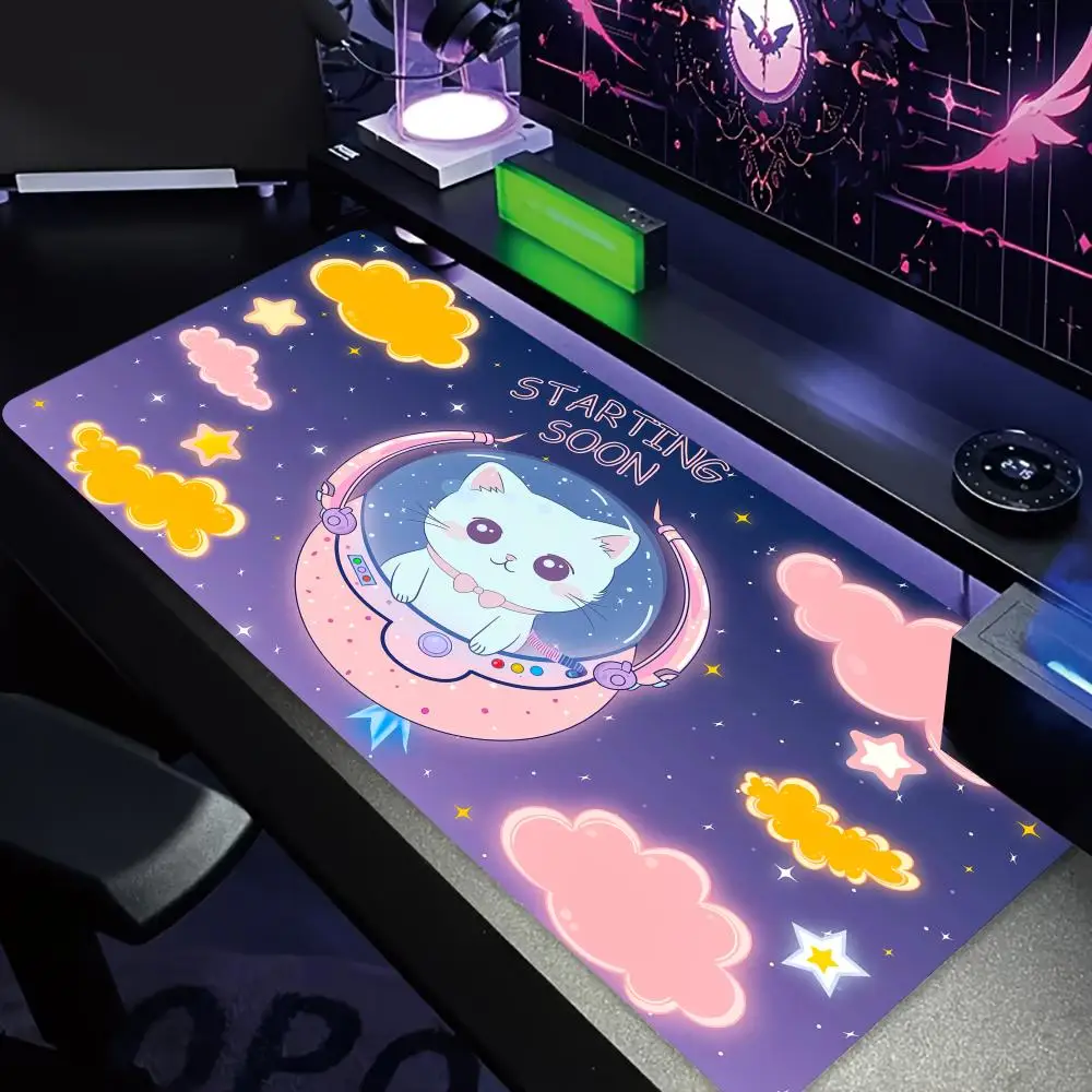 Kawaii Cat Design أنيمي ماوس الوسادة حصيرة مكتبية لوحة الألعاب ملحقات الكمبيوتر لوحة المفاتيح منصات الماوس مكتب السجاد XXL منصات الماوس