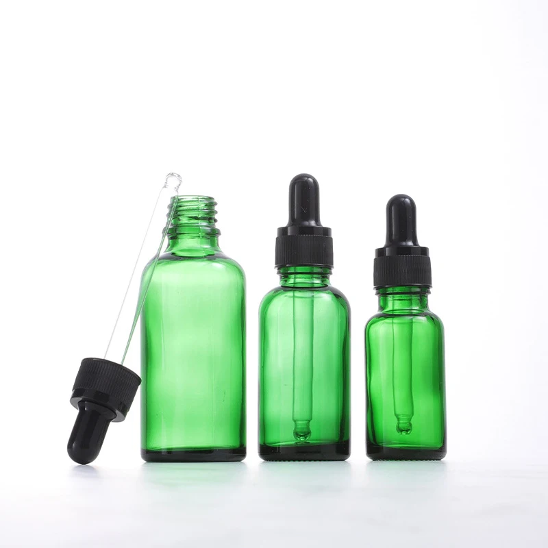 5/10/15/20/30/50/100ML Empty Green Glass Dropper Bottle for Serum Essential oil Perfume Refillable Liquid Container Eye Drop