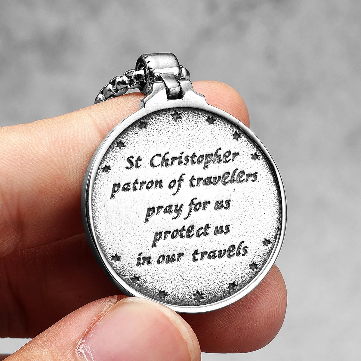 Exorcism Patron St.Christopher Amulets Stainless Steel Men Necklaces Pendant Chain Punk Women Fashion Jewelry Gifts Wholesale view 3