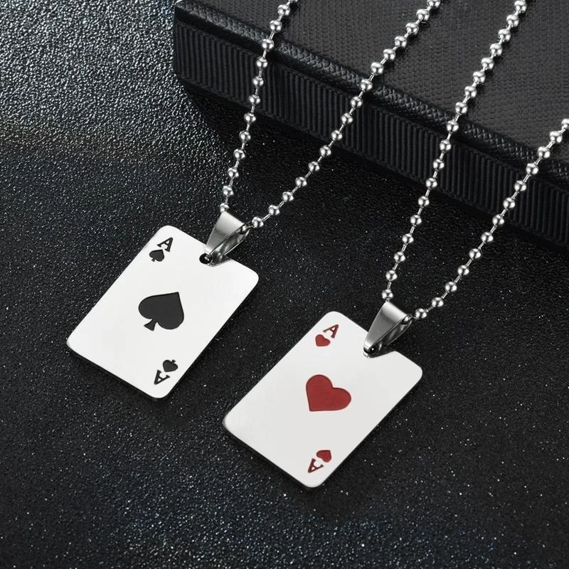 

Fashion Lucky of Spades Necklace Keychain,Stainless Steel Pendant