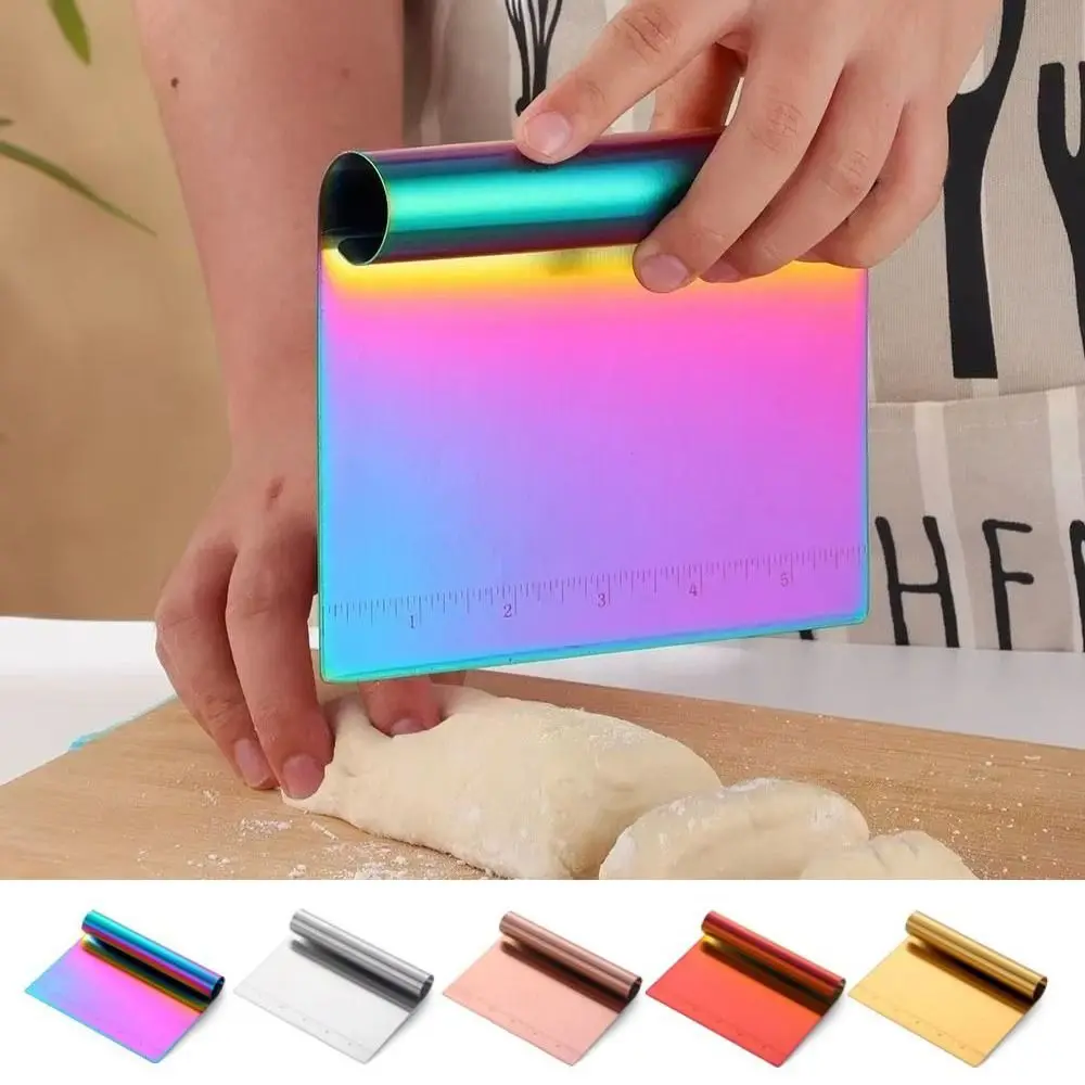 الفولاذ المقاوم للصدأ المعجنات قاطع العجين قياسات مقبض مريح البيتزا مكشطة علامات واضحة متعددة الأغراض كعكة مقسم #1