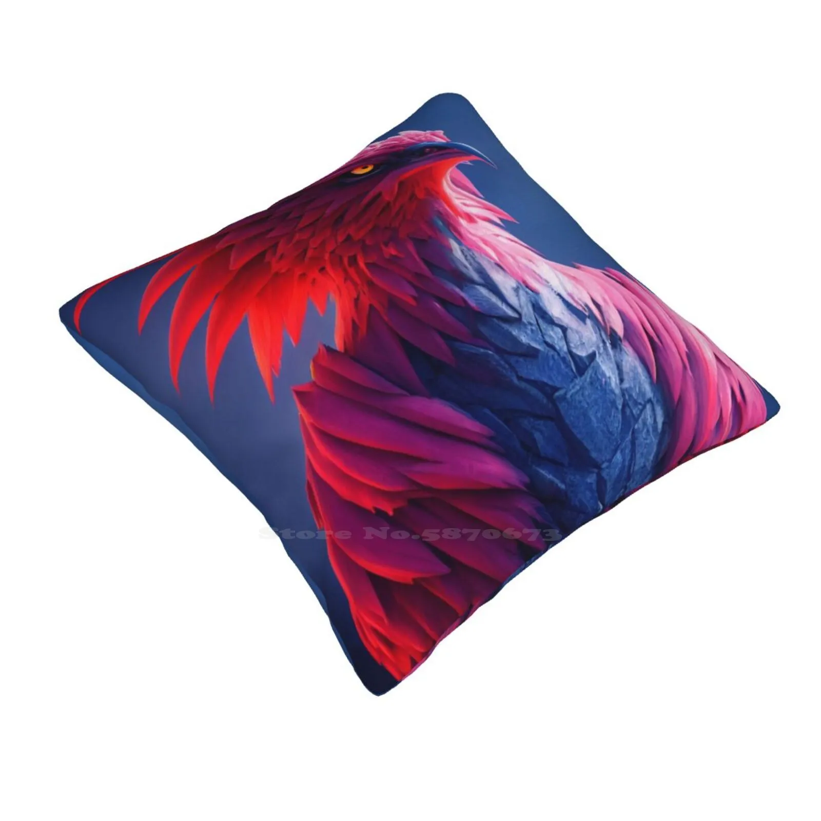 Volcanic Phoenix-Midjourney Throw Cushion Pillow Cover Fire Bird Fire Phoenix Volcanic Phoenix Volcanic Bird Mythical Bird