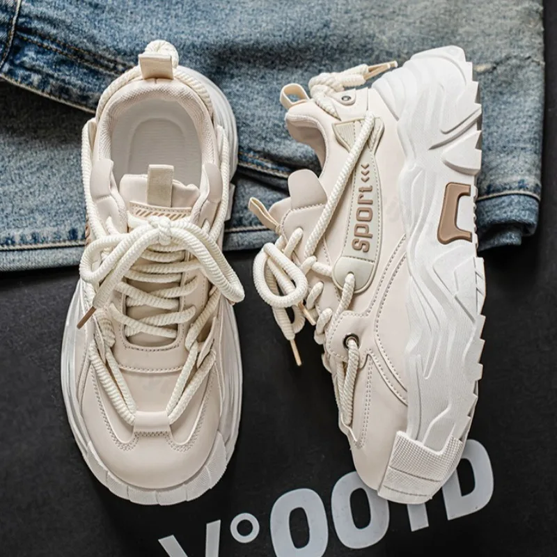 

Men's Fashion Low Top Thick Soled Casual Sports Shoes 2025 Autumn New Niche Versatile Height Increasing Non Slip Chunky Sneakers