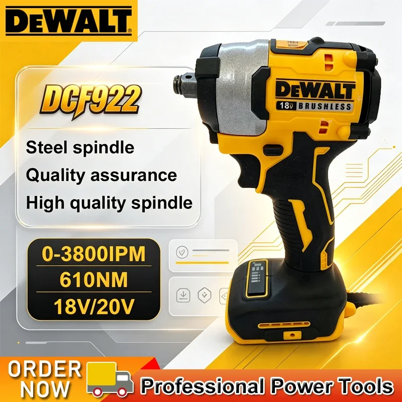 Dewalt DCF922 Brushless Impact Wrench 610N.m Cordless Driver Large torque Variable Speed Electric Wrench 20V Rechargeable Tools