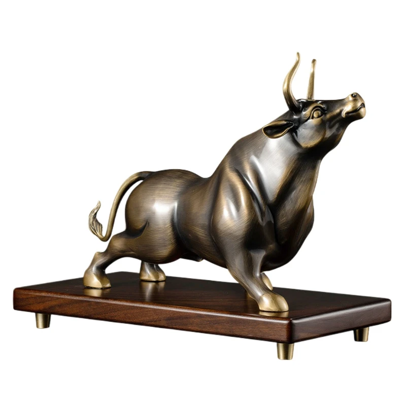 Lucky copper bull ornament, light luxury high-end living room TV cabinet, office decoration opening gift
