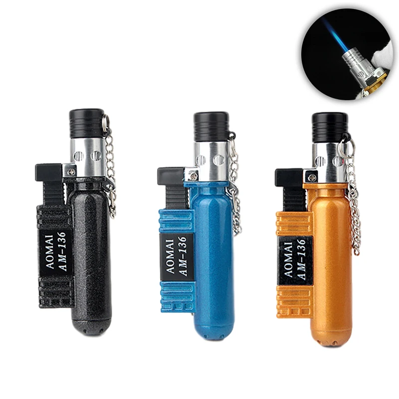 Windproof Stright Flame Butane Refillable Jet Lighters Cigar Torch Lighter With Dust Cover