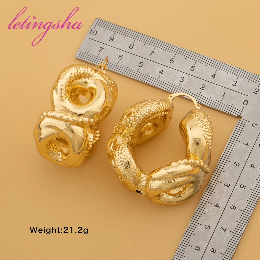 18K Gold Plated Hoop Earrings for Women Fashion Copper Geometric Large Earrings Party Wedding Jewelry Wholesale