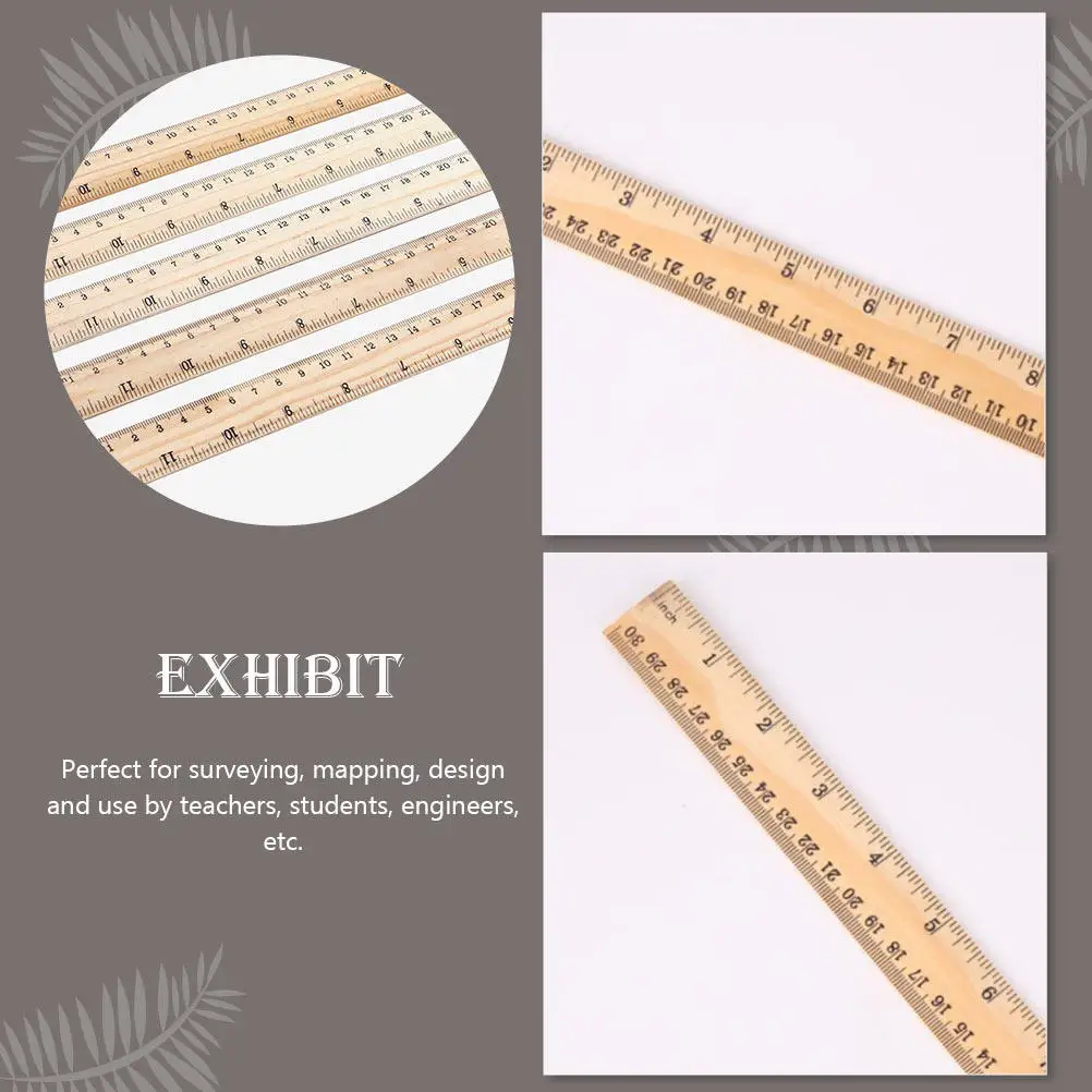 10Pcs Wooden Straight Rulers Double Scale Wood Measuring Rulers Multi-Function Portable Drawing Office School Classroom
