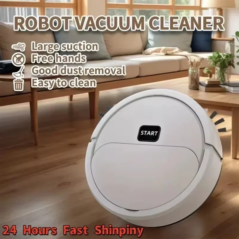 Fully Automatic Robot Vacuum - USB-C Rechargeable 2-in-1 Sweeper - Compact Design for Pet Hair & Dust