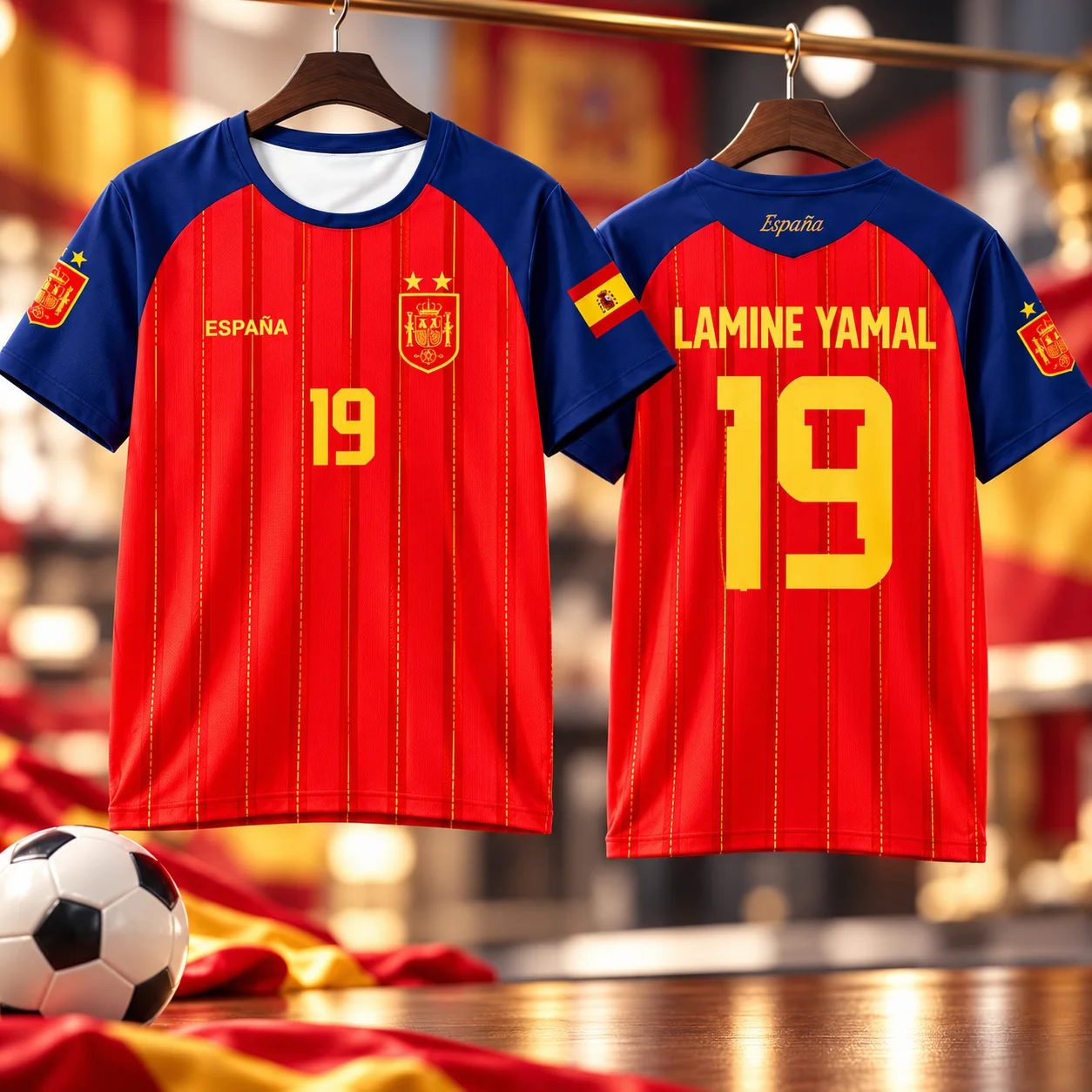 2026 Spanish Fans No.19 Football Jersey Men's T-shirt Family Matching  3D Printed Quick-drying Short-sleeved Training T-shirt