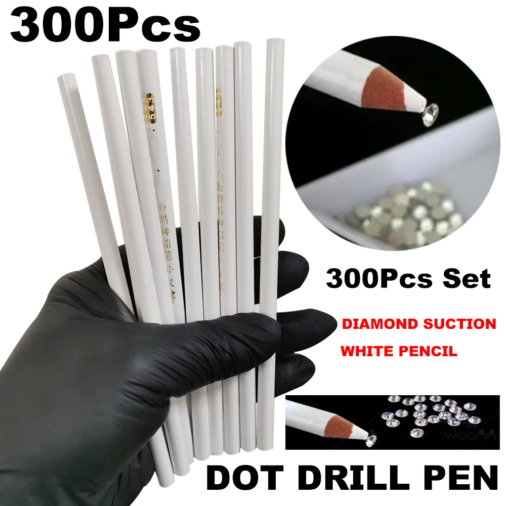 300pcs-set-point-diamond-pencil-set-mobile-beauty-sticker-diamond-pen-nail-sticker-diamond-suction-pencil-white-pencil