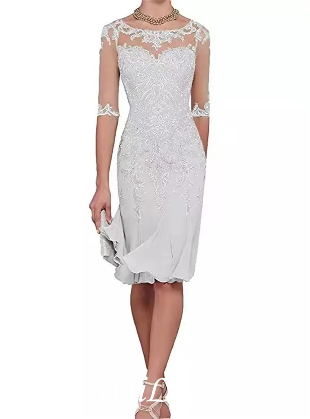 Halbarm Chiffon Mutter der Braut Kleider knie Länge Mutter Formale Kleid Partei Abendessen Prom Kleid Braut