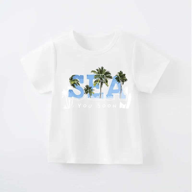 Children Kids 2024 New Style T-shirt Boy Girl Baby Short Sleeve Print Clothes Outdoor Summer Casual Cartoon Soft Trendy Hipster