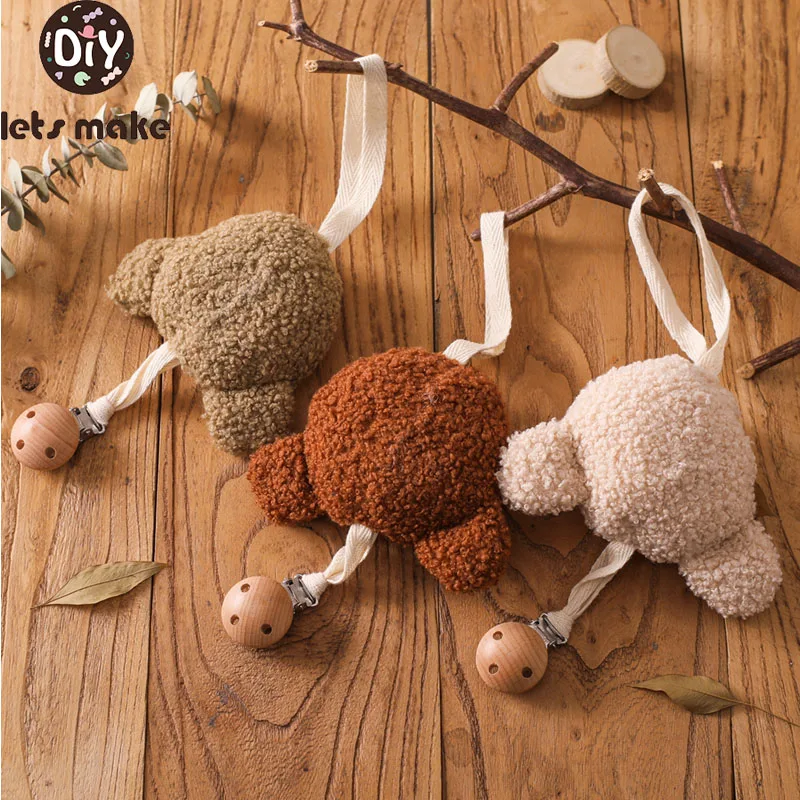 Handmade Plush Bear Baby Pacifier Clip Chain Pendant Cartoon Newborn Dummy Nipples Holder Clips Toys Infant Teething Accessories