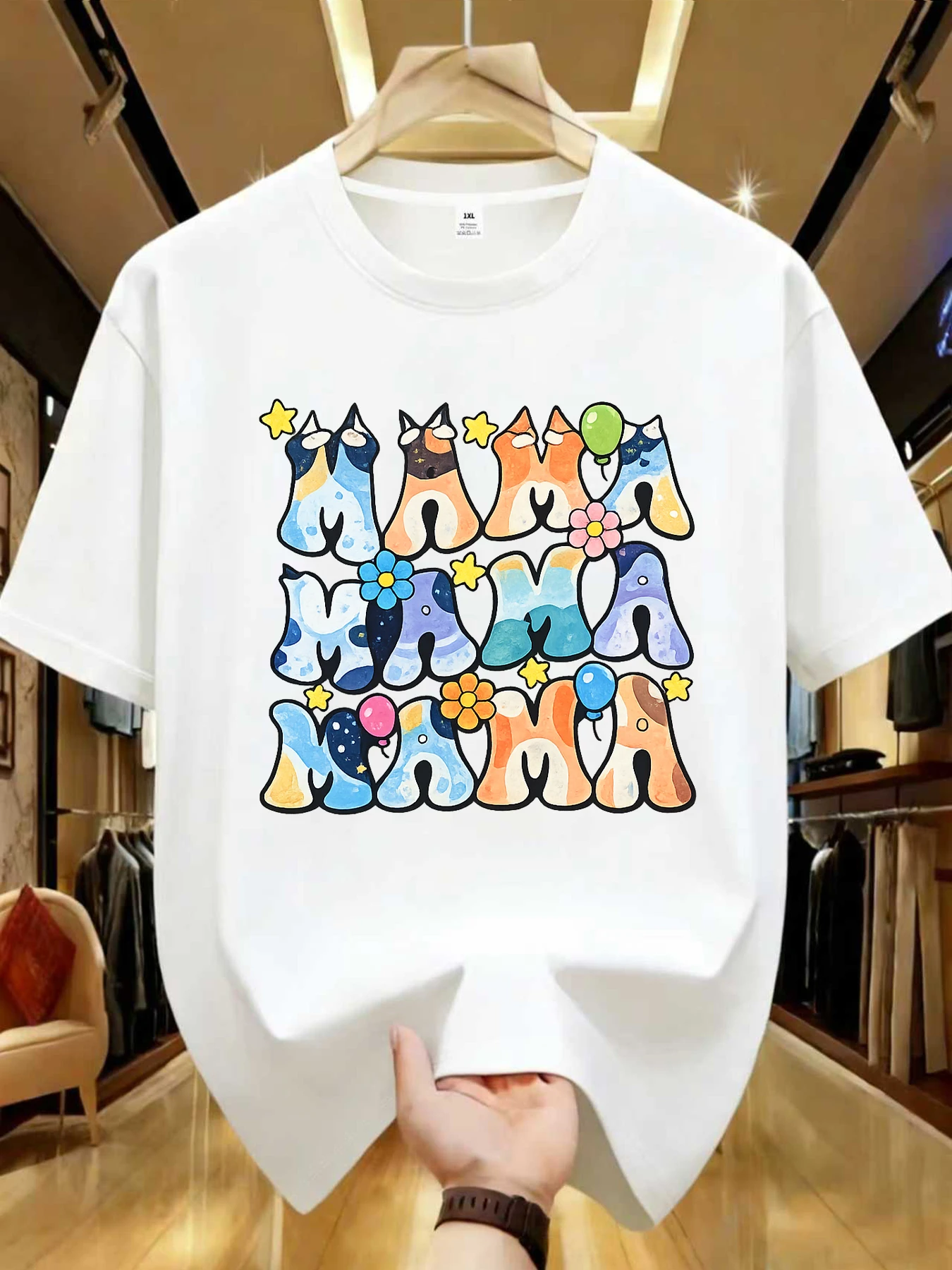 

【WDS0128】Creative letter printed plus size women's round neck T-shirt summer casual short sleeved top street fashion versatile