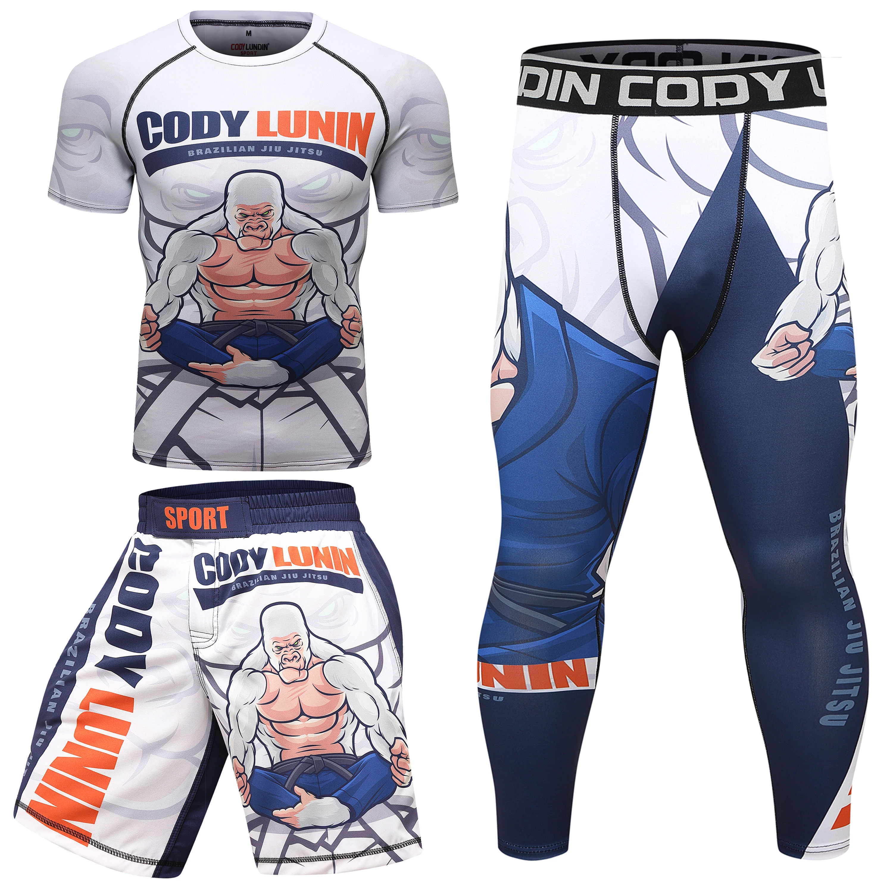 Koszulka z Jiu Jitsu Rashguard zestaw szorty MMA Muay Thai wysypka strażnik dres na siłownię BJJ Rashguard Kickboxing sportowy kombinezon odzież Mma