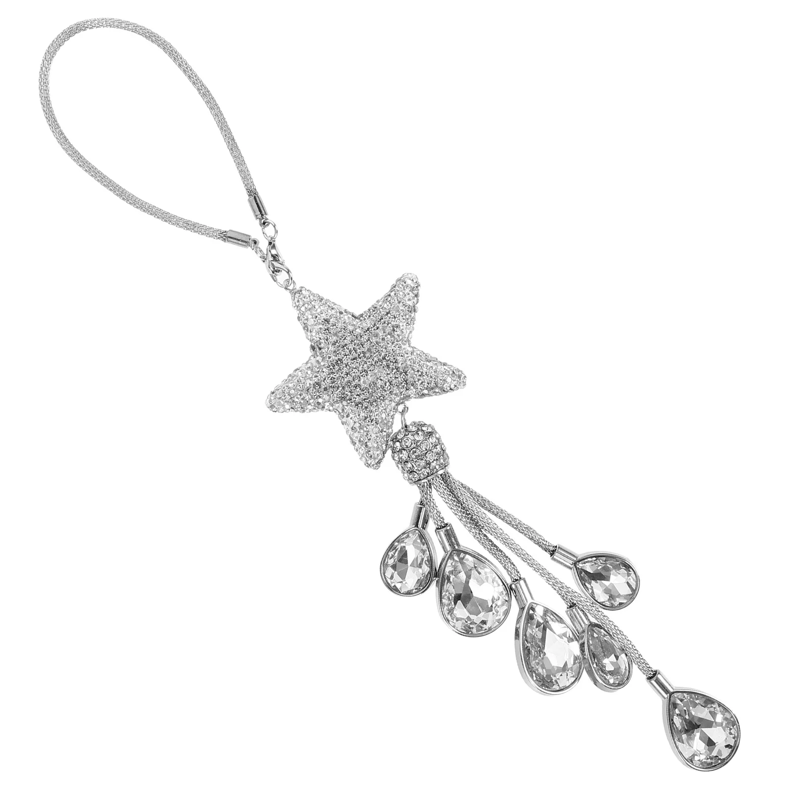 Star Shaped Car Hanging Accessories Rhinestone Bling Rearview Mirror Charm Luxury Car Interior Decoration Rearview Mirror Charms