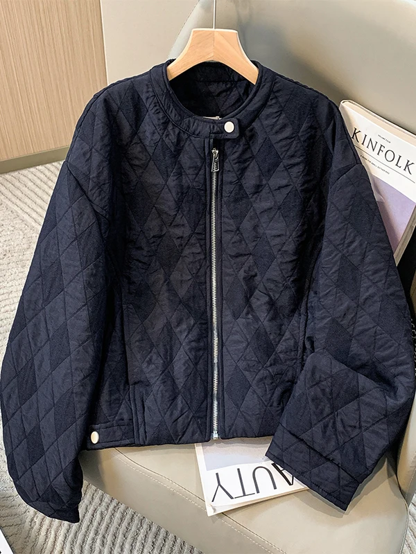 

Casual Cotton Jaet Women's Small Stand Collar Premium Feel Korean Sle Autumn Winter ort Outerwear Label Removed