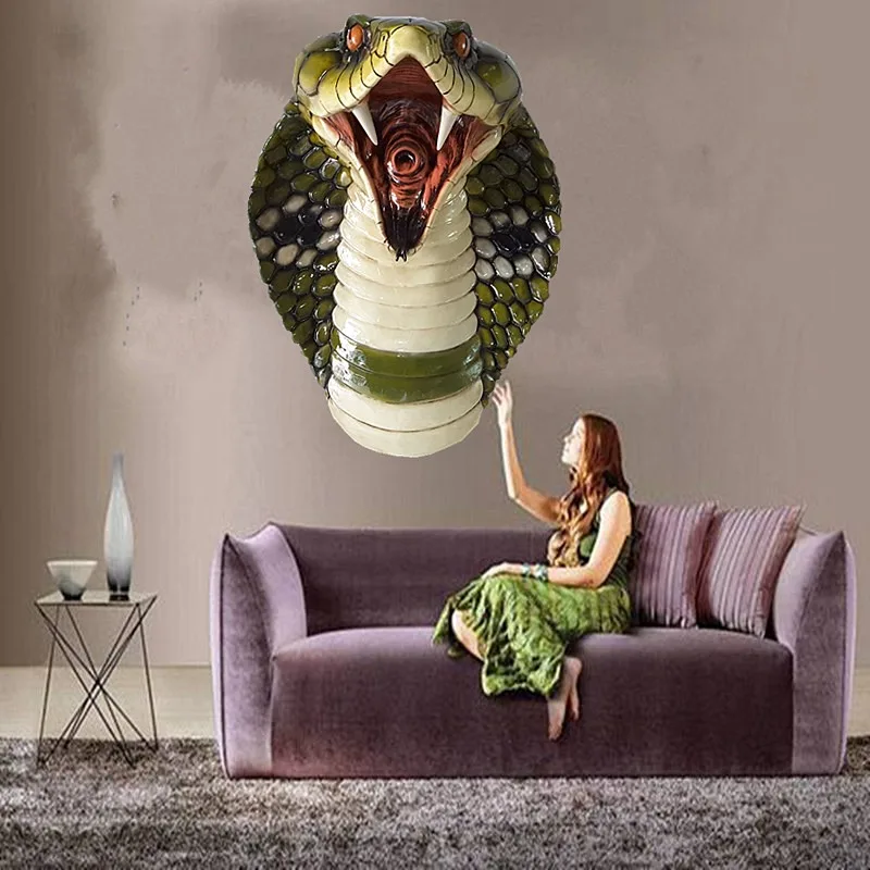 Resin Wall Accents Wall Mounted Snake Head Ornament Animal Decorative Walls Ornaments Living Room Art Decoration Accessories