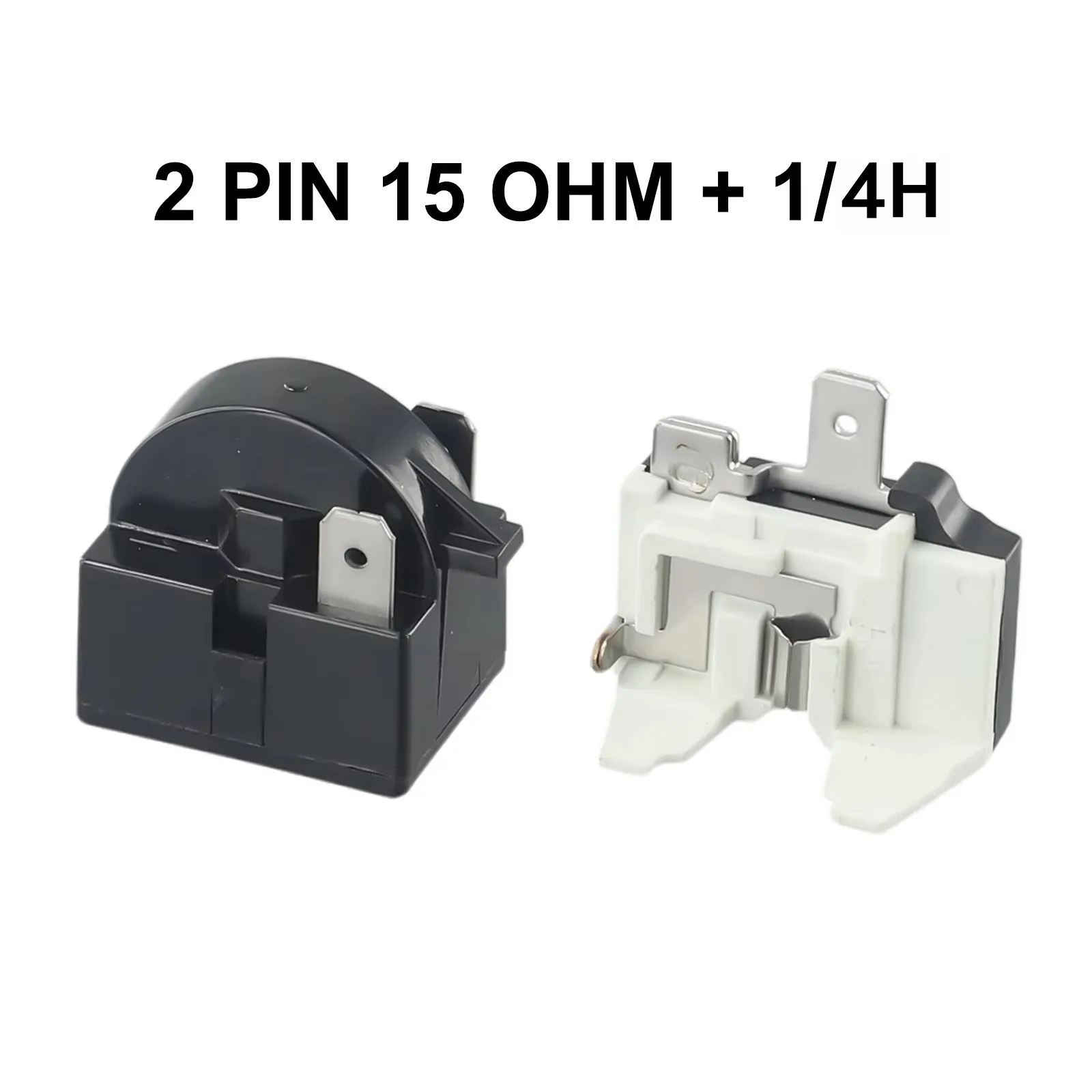 Refrigerator PTC Start Relay Overload Protector Set 1/2 Pin 15 Ohm With 1/4HP Compressor Overload Protector Switch 2 Pcs