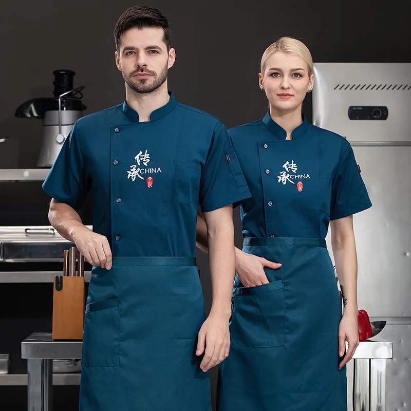 Uniforme de Chef de restaurante para hombre, ropa de cocina, camisa de camarero de Hotel, servicio de Catering, chaqueta de cocina, ropa de trabajo de camarero de panadería