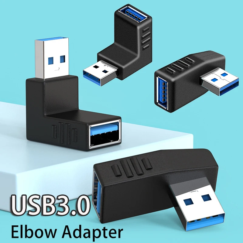 USB 3.0 Male to Female Extension Adapter USB Multiple Direction 90 270 Degree Combo Vertical Up and Down Angle Coupler Connector