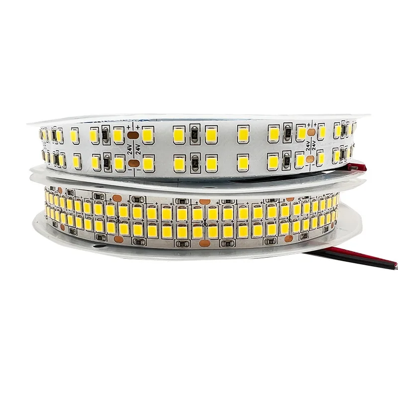5m 12V 24v 2835 Double Row LED Strip 3000K Nature White 4000K Day White 6000K  Self-adhesive 15mm Soft Flexible Tape 18w/m 30w/m