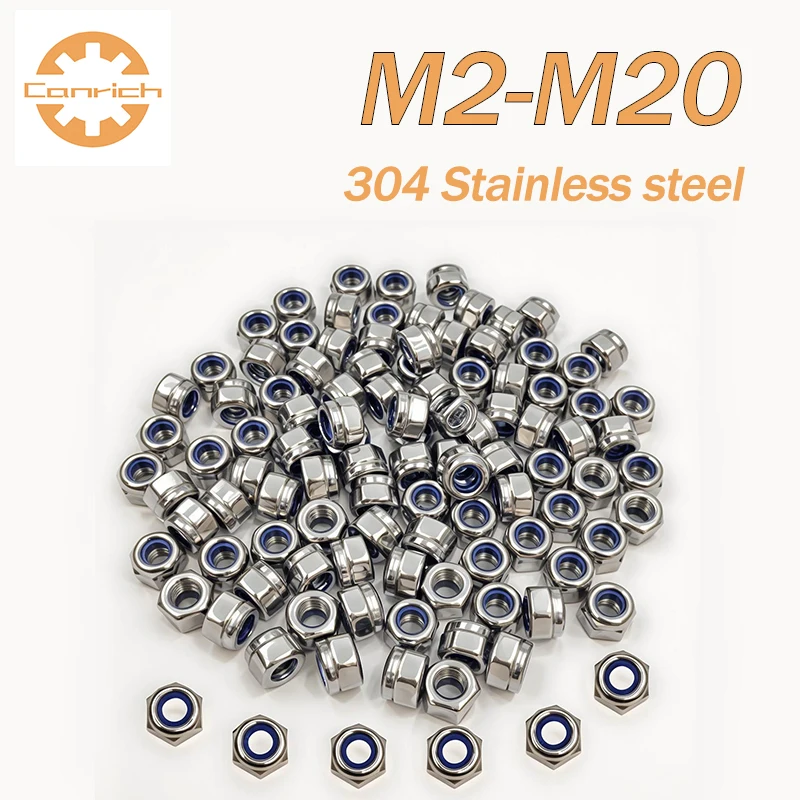 NylonLockNutsM2M2.5M3M4M5M6M8M10M12M14M16M20304StainlessSteelHexagonAnti-SlipAutomaticLockNutDIN985-AliExpress13