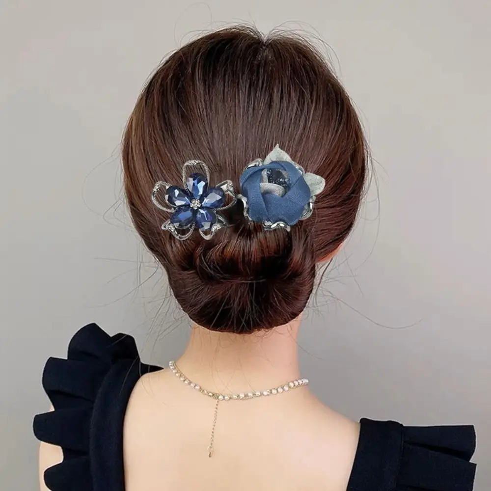 

New Whale Tail Rhinestone Flower Hair Clip Hair Accessories Hair Styling Tool Hair Bun Maker Lazy Hair Curler Girl