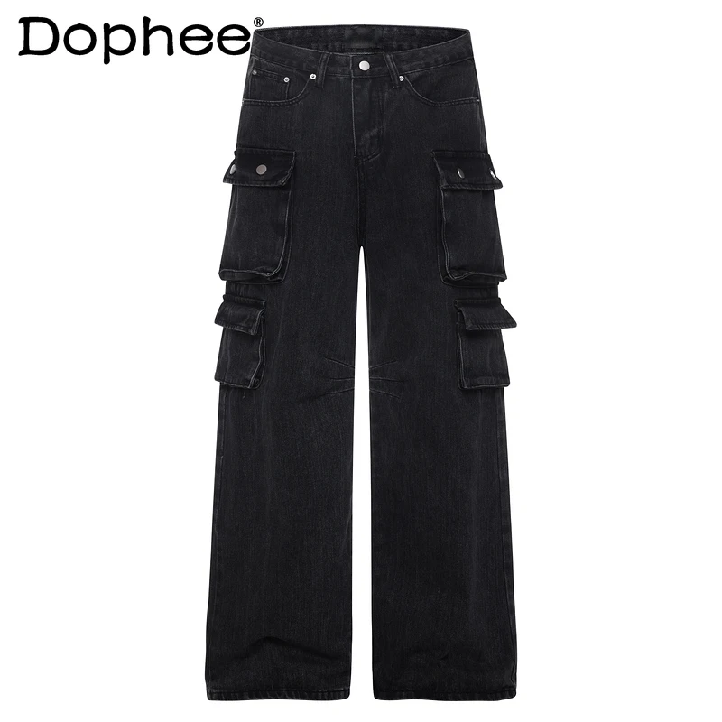 

Fashion American Style High Street Jeans Multi-Pocket Straight Tooling Pants Men 2025 Autumn New Chic Versatile Denim Long Pants