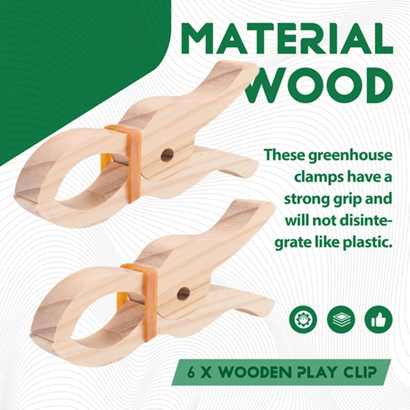 

Wooden Play Clip 6 Pcs Wooden Play Clip Handmade Giant Clip Toys Wooden Clips for Curtains, Wardrobes, Balcony, Wooden Clips