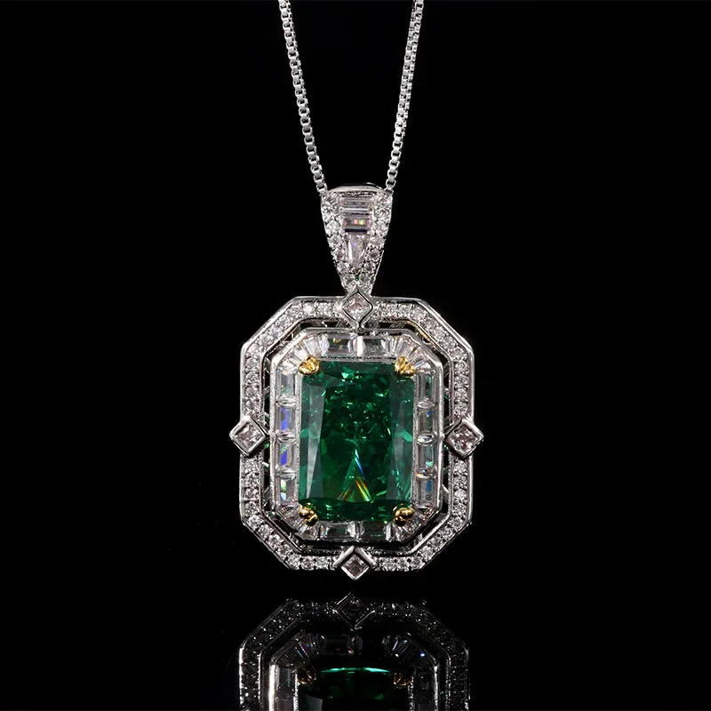 S41d86e518de8405d887dd3dd9780f7948 New Copper Bottom Gold-plated High Carbon Diamond Ice Flower Square Diamond Copper Inlay Temperament Light Luxury Necklace Mallzona