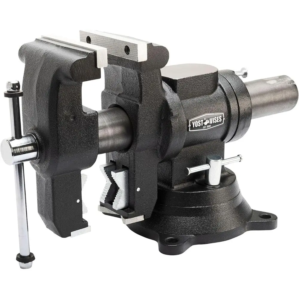 

6 Rotating Multi-Jaw Vise with Swivel Base | Dual-Purpose Bench and Pipe Clamp | Durable Ductile Iron & Steel Construction