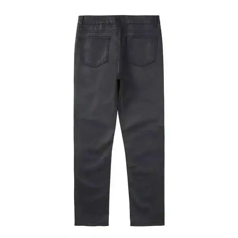 HKSH Spring New Men's Tide Niche Design Chic High Street Trendy Wax Casual Denim Pants Dark Fashion Straight Casual Jeans HK0542