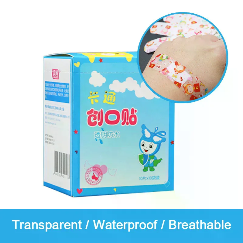 100PCS Waterproof Breathable Transparent Band Aid Hemostasis Plasters Emergency