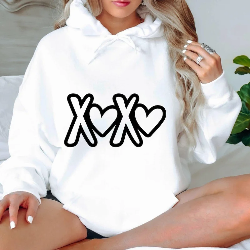 

XOXO Valentine's Day Hoodie Couple's Hoody Long Sleeved Outfit Spring Winter Cozy Hoodies Women Men Casual Tops Drop Ship