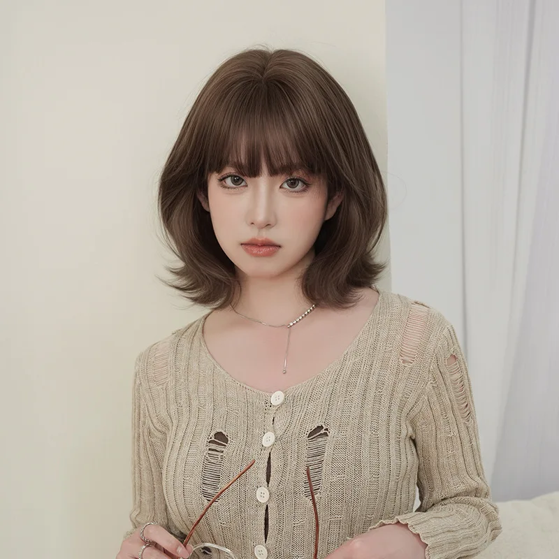 باروكة شعر قصيرة، عصابة رأس مموجة بذيل شعر مجعد، شعر مستعار طبيعي للحفلات التنكرية، مناسب للاستخدام للنساء #1