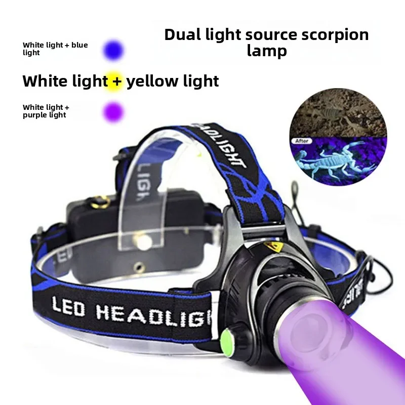 

Двойная лампа Скорпиона, многофункциональная, сильная, дальнего действия, телескопическая лампа с зумом, уличная лампа для пешего туризма и рыбалки, фара