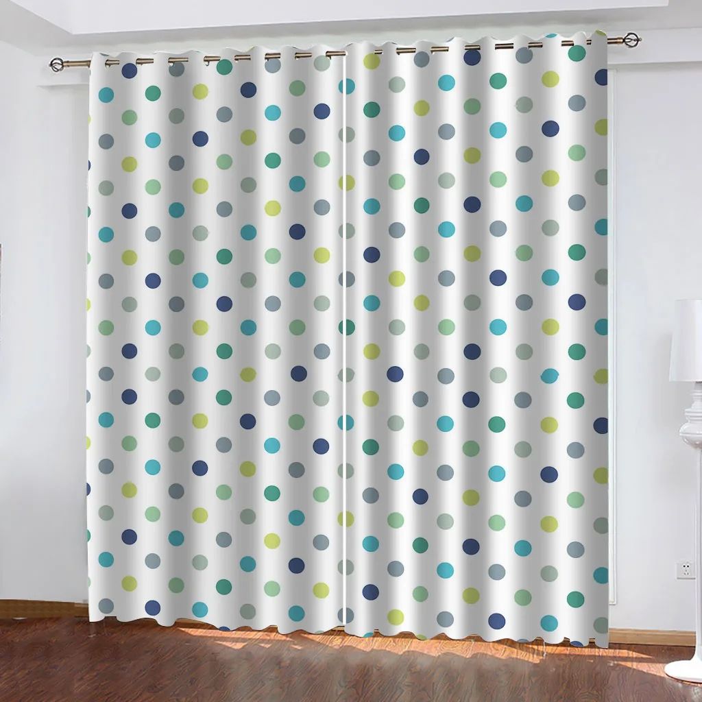 

HUANZHUANG Curtains For Living Room Multicoloured Dot Print Blackout Window Treatments For Bedroom Drape 2 Panel Sets Metallic