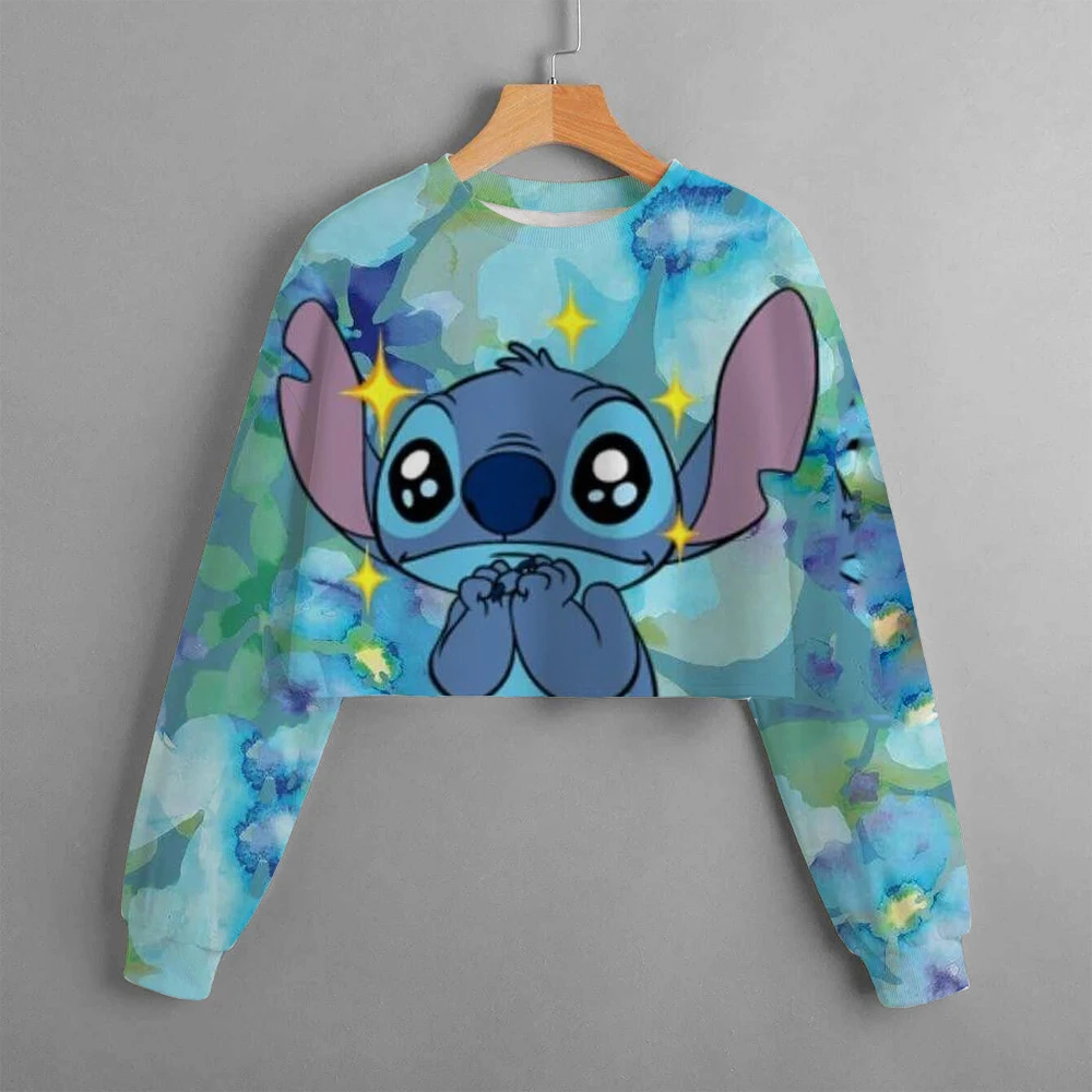 Children\'s clothing sweatshirt new cartoon casual printing Disney Stitch short sweater girl children\'s clothing clothing top