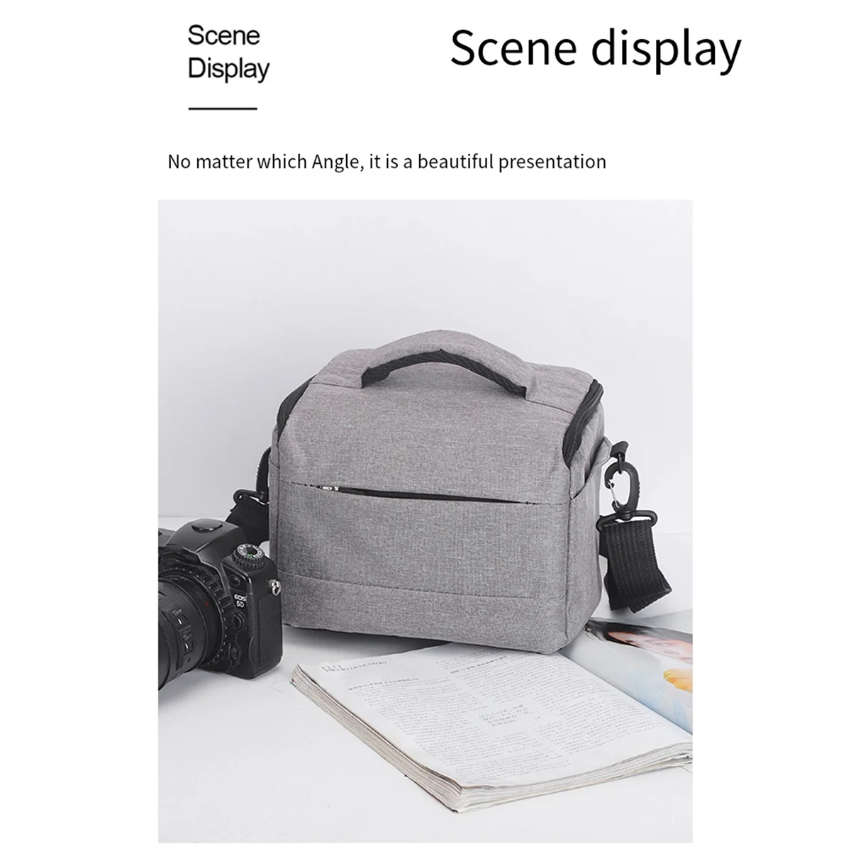 DSLR Camera Case Portable Photographer Photography for Equipment Crossbody Bag GreyJAS