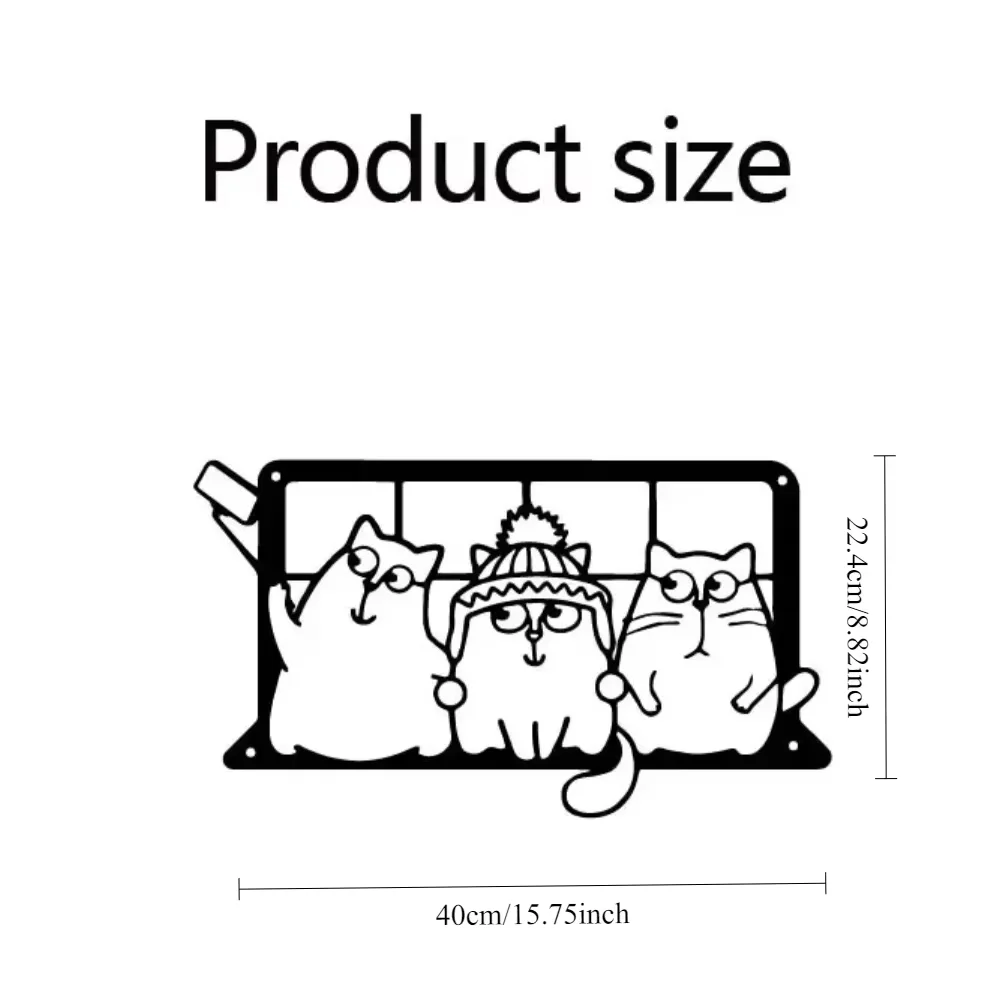 CIFBUY Metal Wall Art Black Three Cats Cutout Sign Farmhouse Hanging Decor Modern Home Office Bedroom Iron Decoration