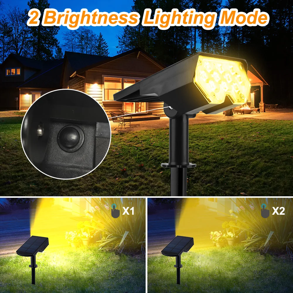 1PC Solar Spot Light 20LED Outdoor Garden Solar Landscape Spotlights IP65 Waterproof 2 Mode Wall Light Door Backyard Garage